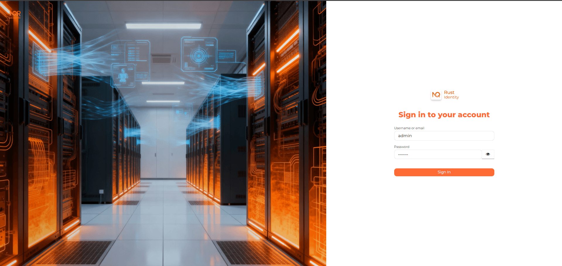 Identity Admin Console login