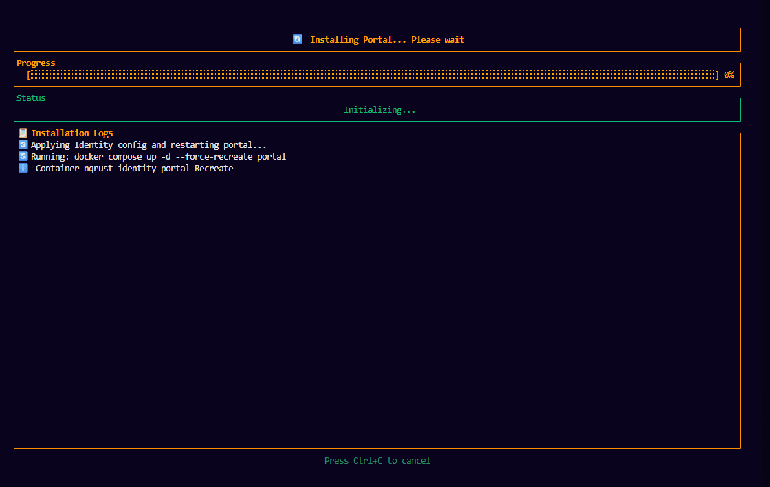 Portal restart progress